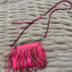Rebecca Minkoff Neon Pink Tassel Mini Crossbody Purse Fringe